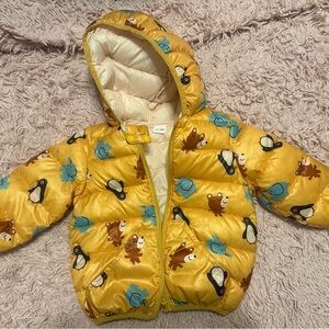 Yellow Animal Print Puffer Jacket